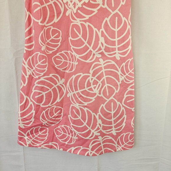 Tuckernuck Sail To Sable Pink White Leaf Printed Shift Mini Dress Size Small - Picture 2 of 9